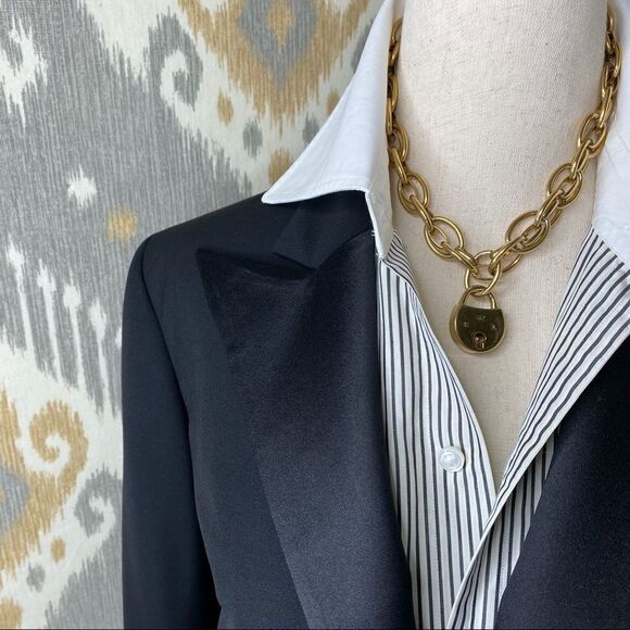 Ralph Lauren Made in Italy Black Cropped Tuxedo Gail Tailcoat - Picture 7 of 16